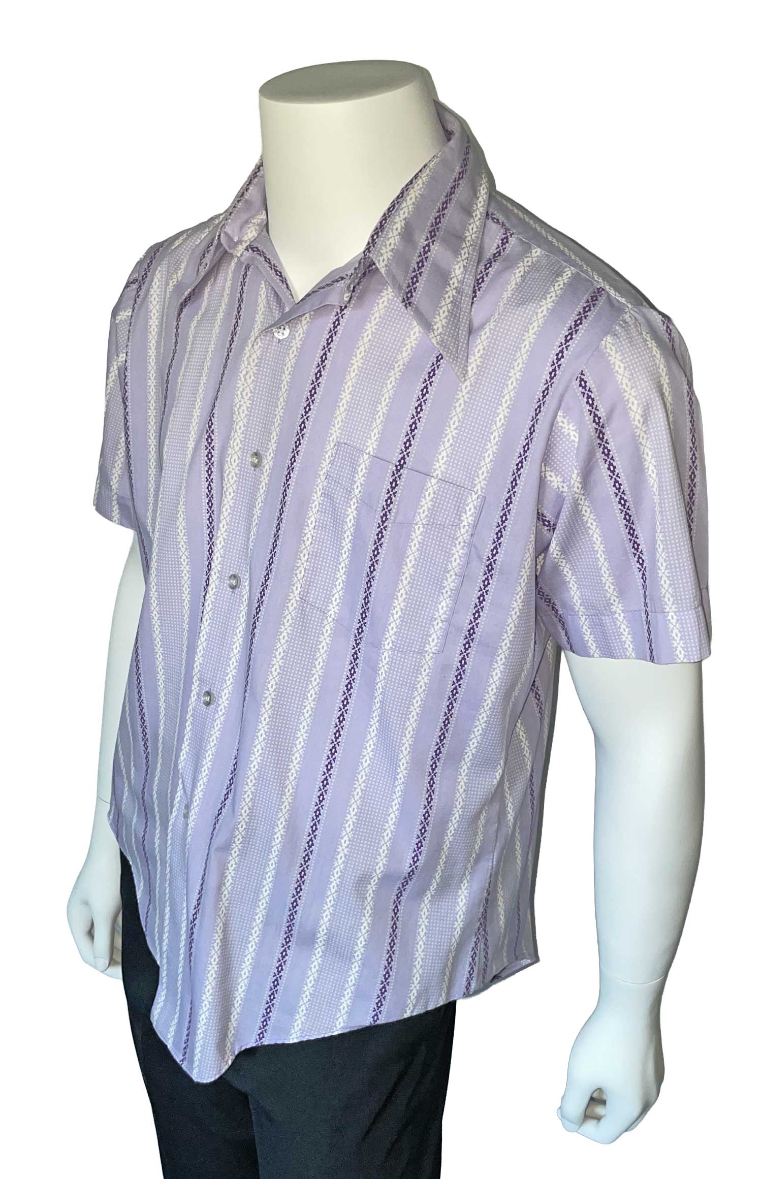 1970s violet striped short sleeve shirt