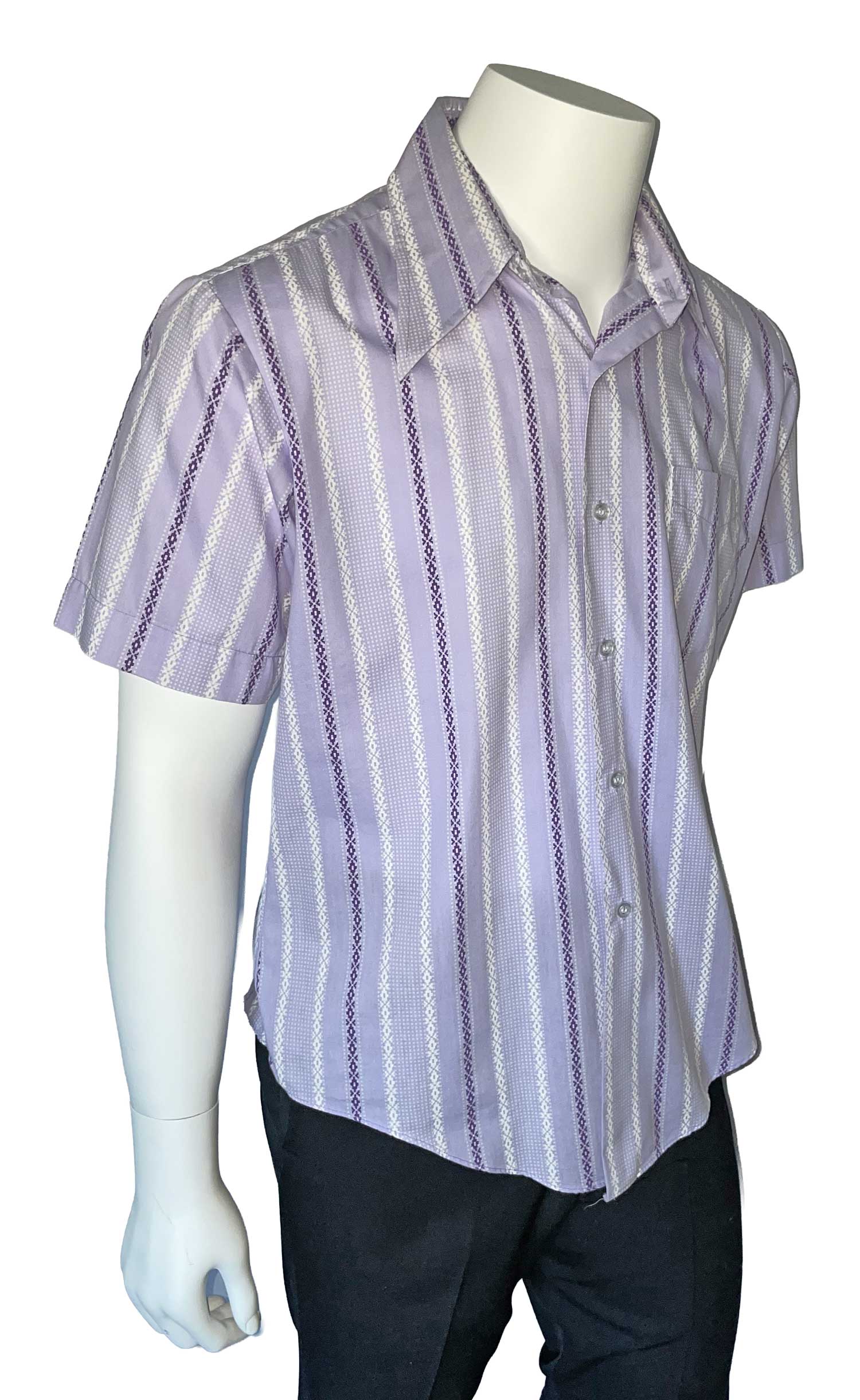 1970s violet striped short sleeve shirt