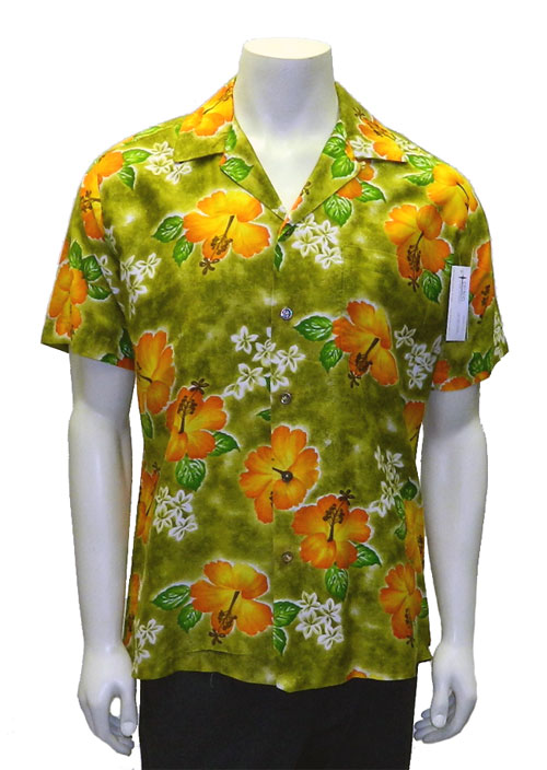 1960's green and blue Hawaiian shirt