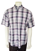 purple plaid shirt