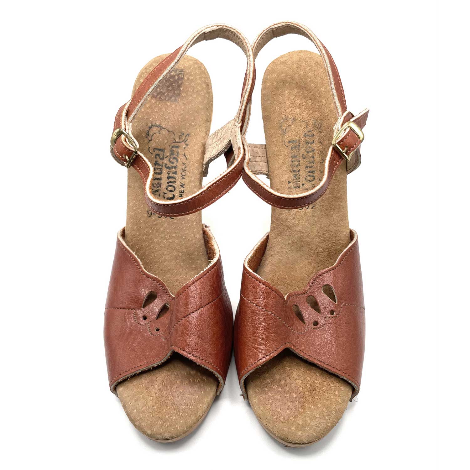 1970s Natural Comfort Strapped High Heels