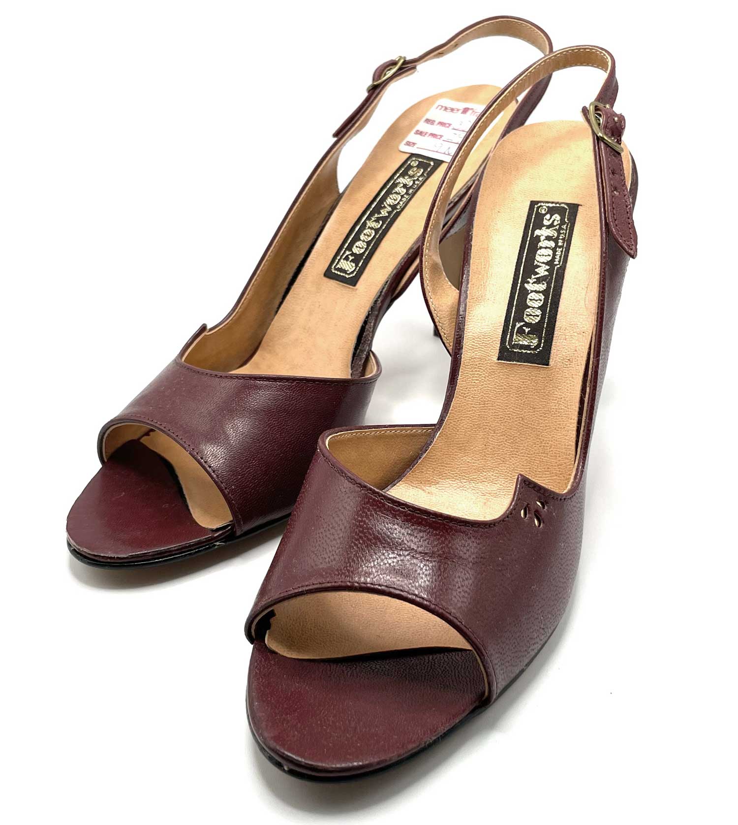 1970s Cordovan Sling Back High Heels