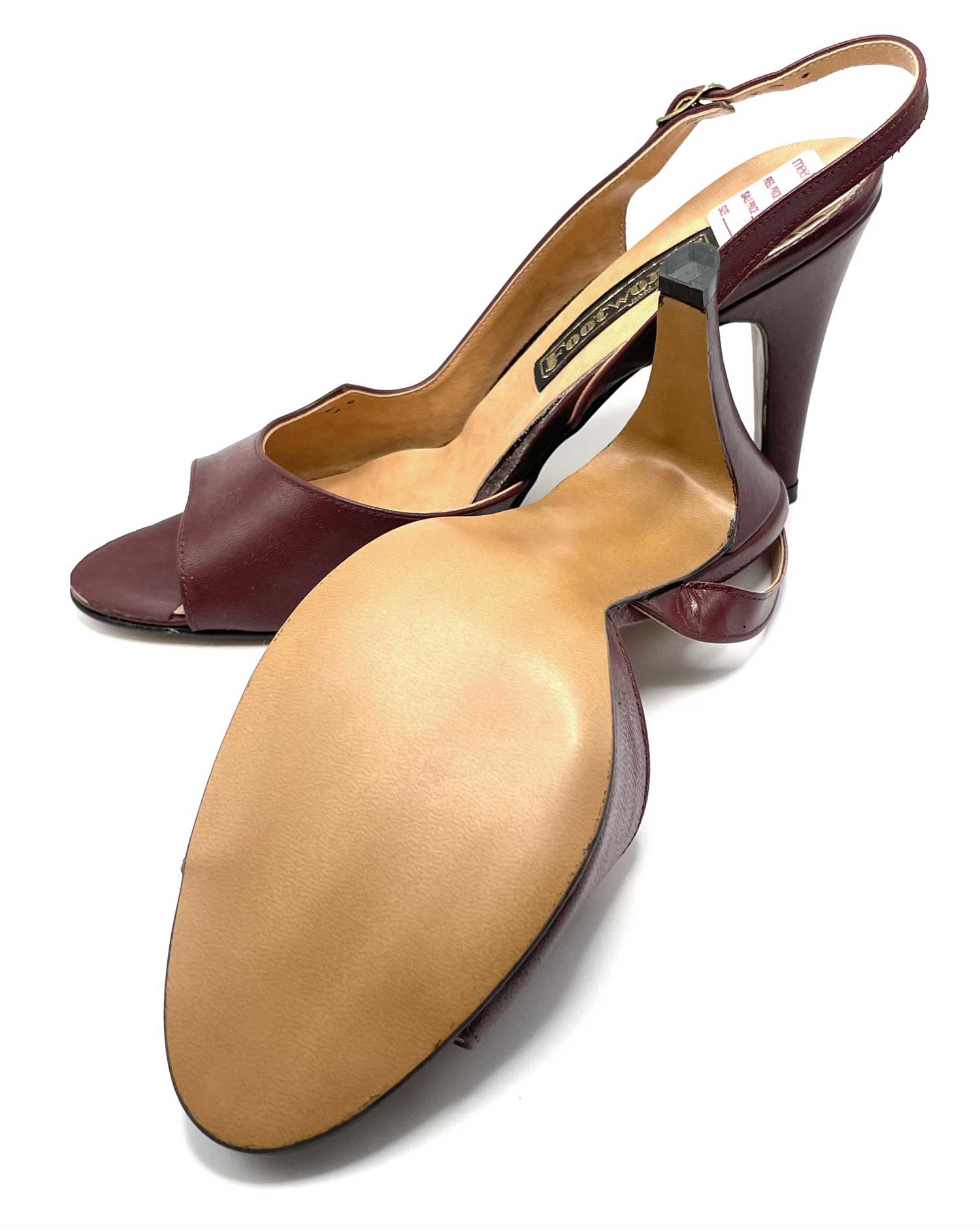 1970s Cordovan Sling Back High Heels