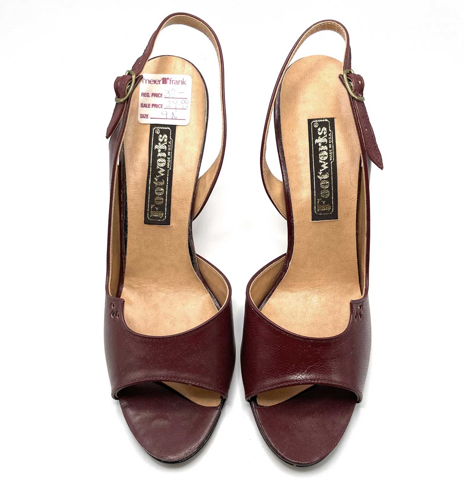 1970s Cordovan Sling Back High Heels