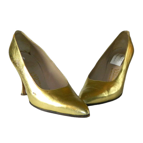 1950's Gold Leather Pumps