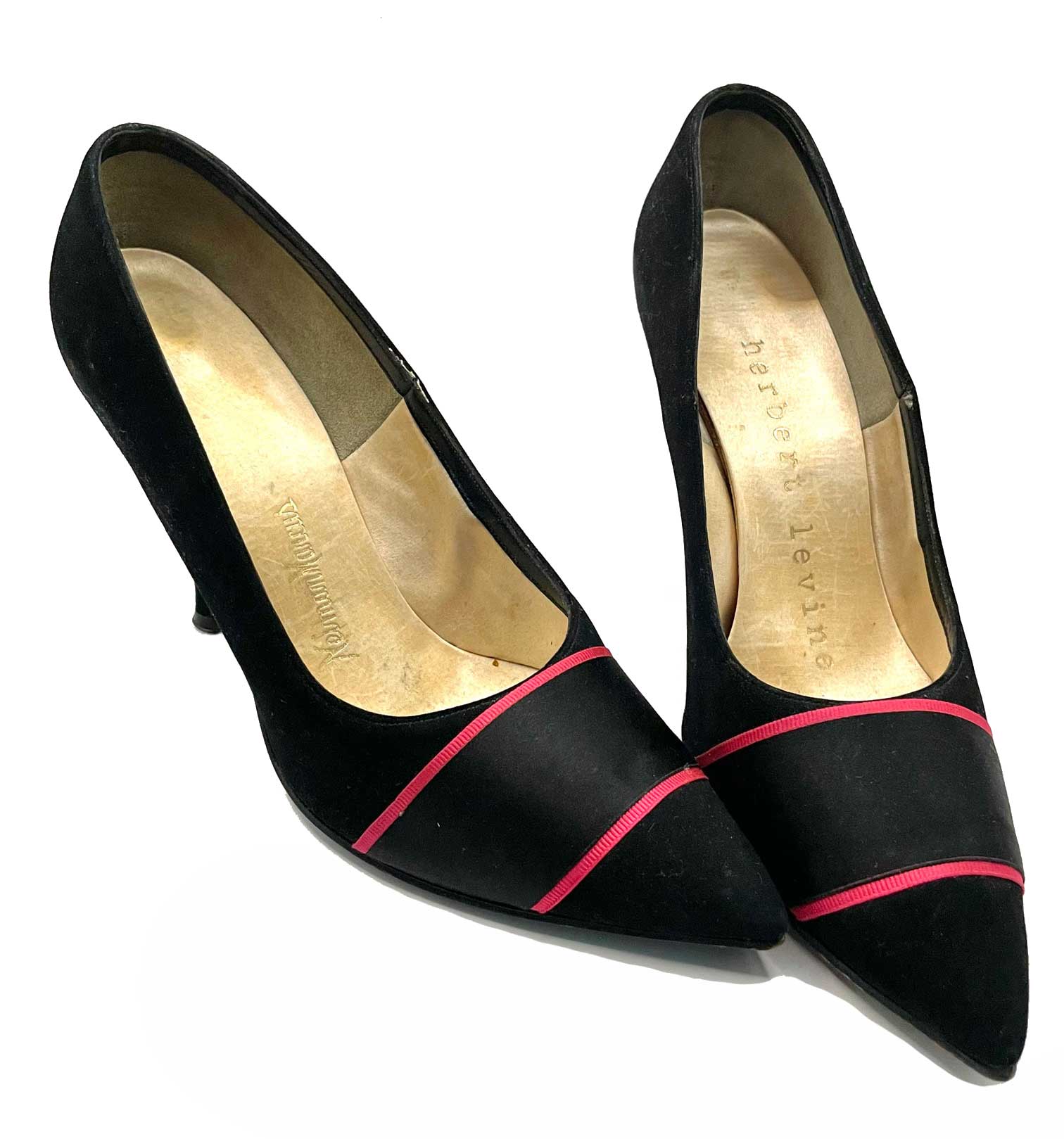 1950s black suede pumps