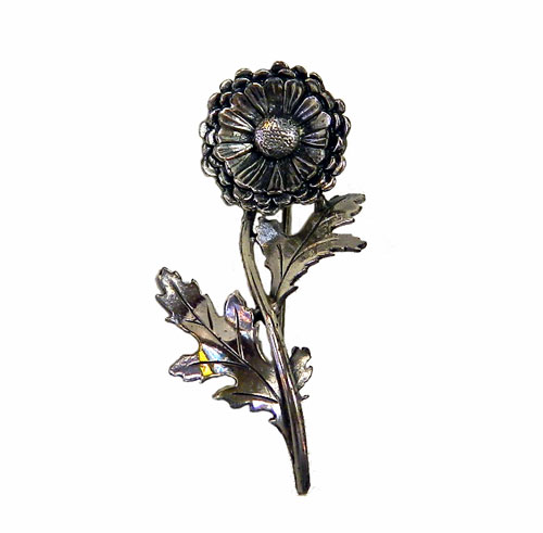 Sterling silver flower brooch