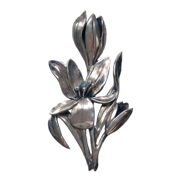 Sterling silver flower brooch