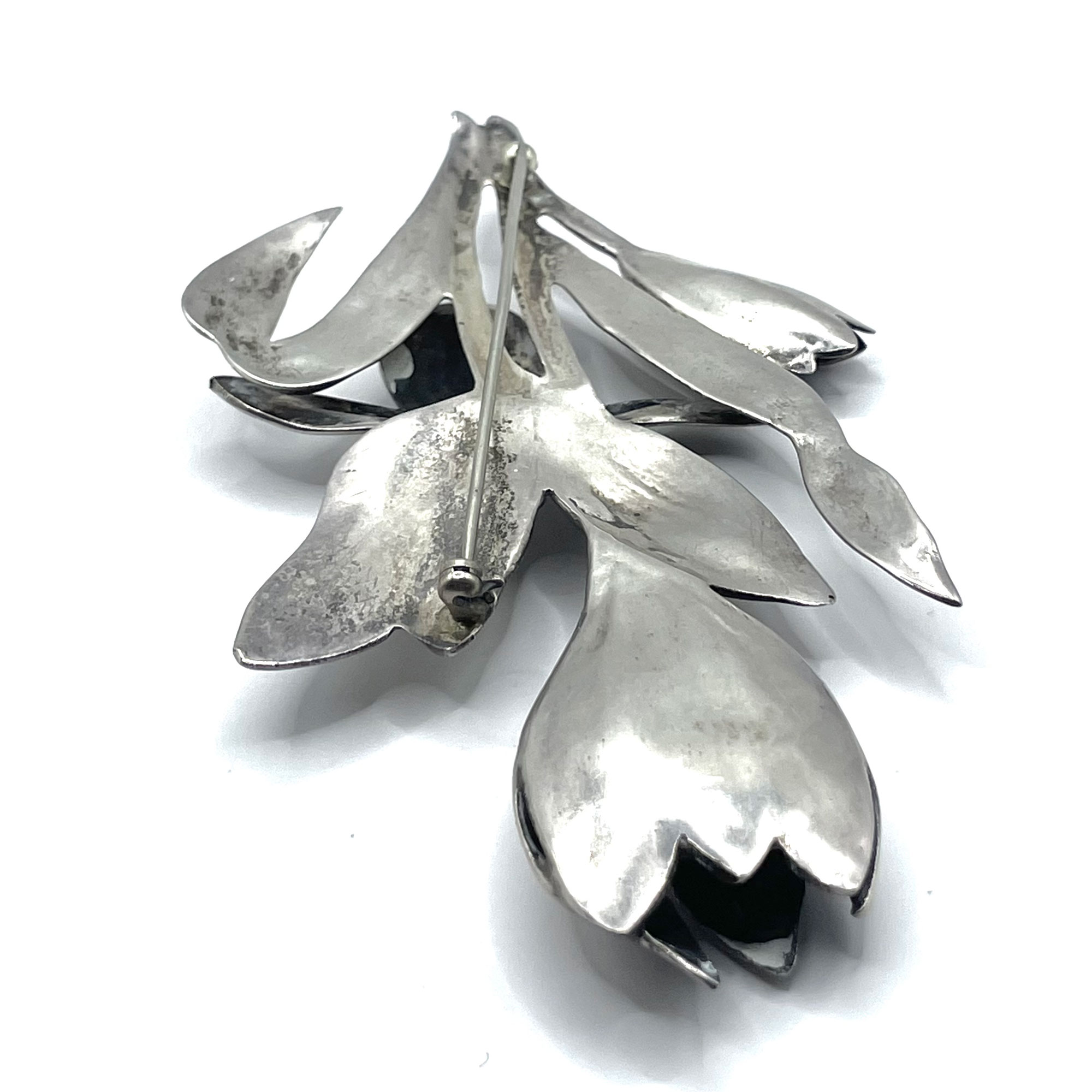 huge sterling silver lily brooch