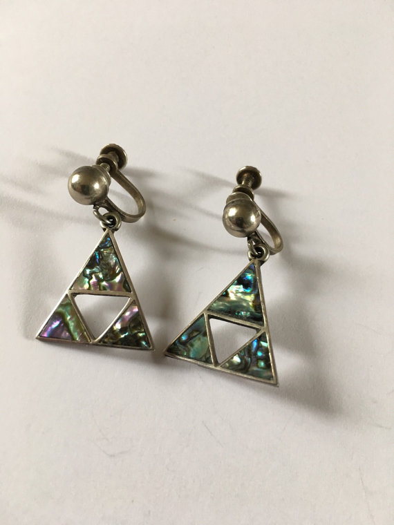 Mexican silver abalone earrings