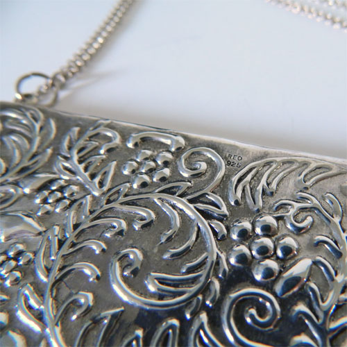 Sterling silver business card holder necklace