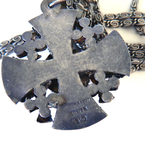 Silver Jerusalem cross pendant necklace