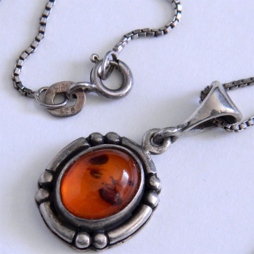 sterling amber pendant