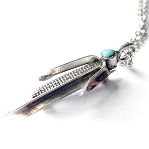 Sterling corn cob pendant necklace