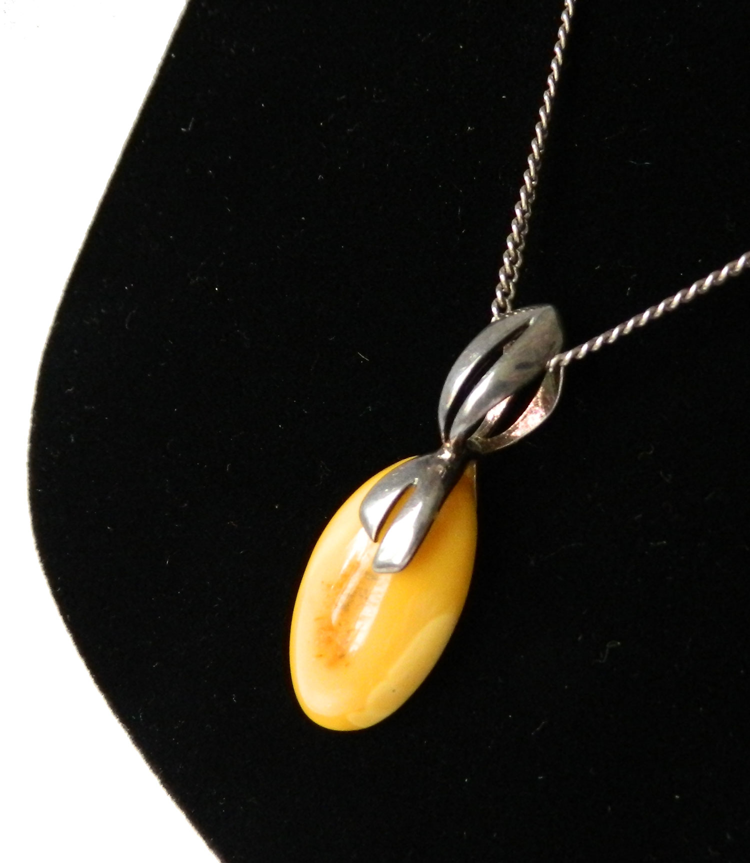 Egg yolk amber pendant necklace