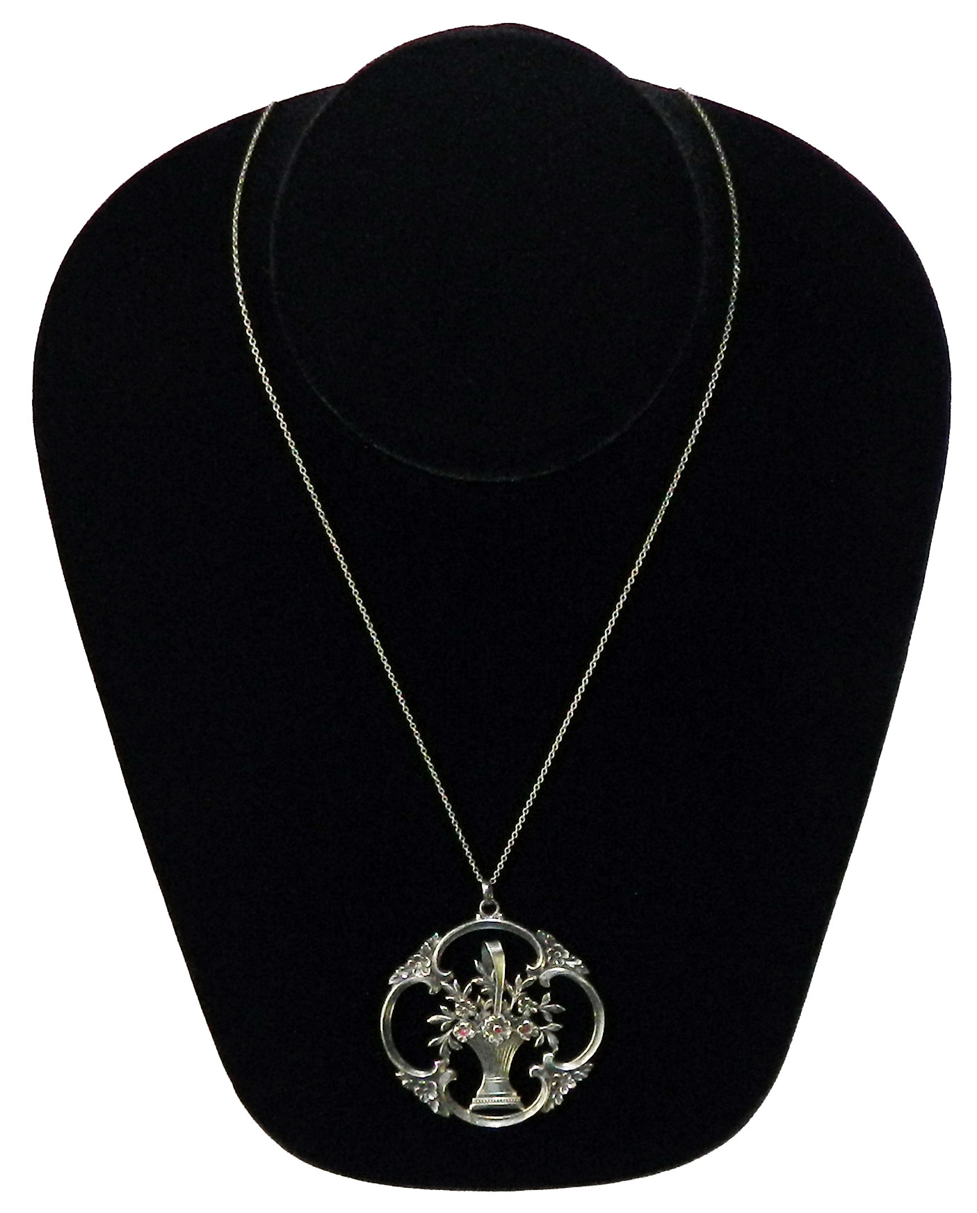 1940s Flower Pot Pendant Necklace