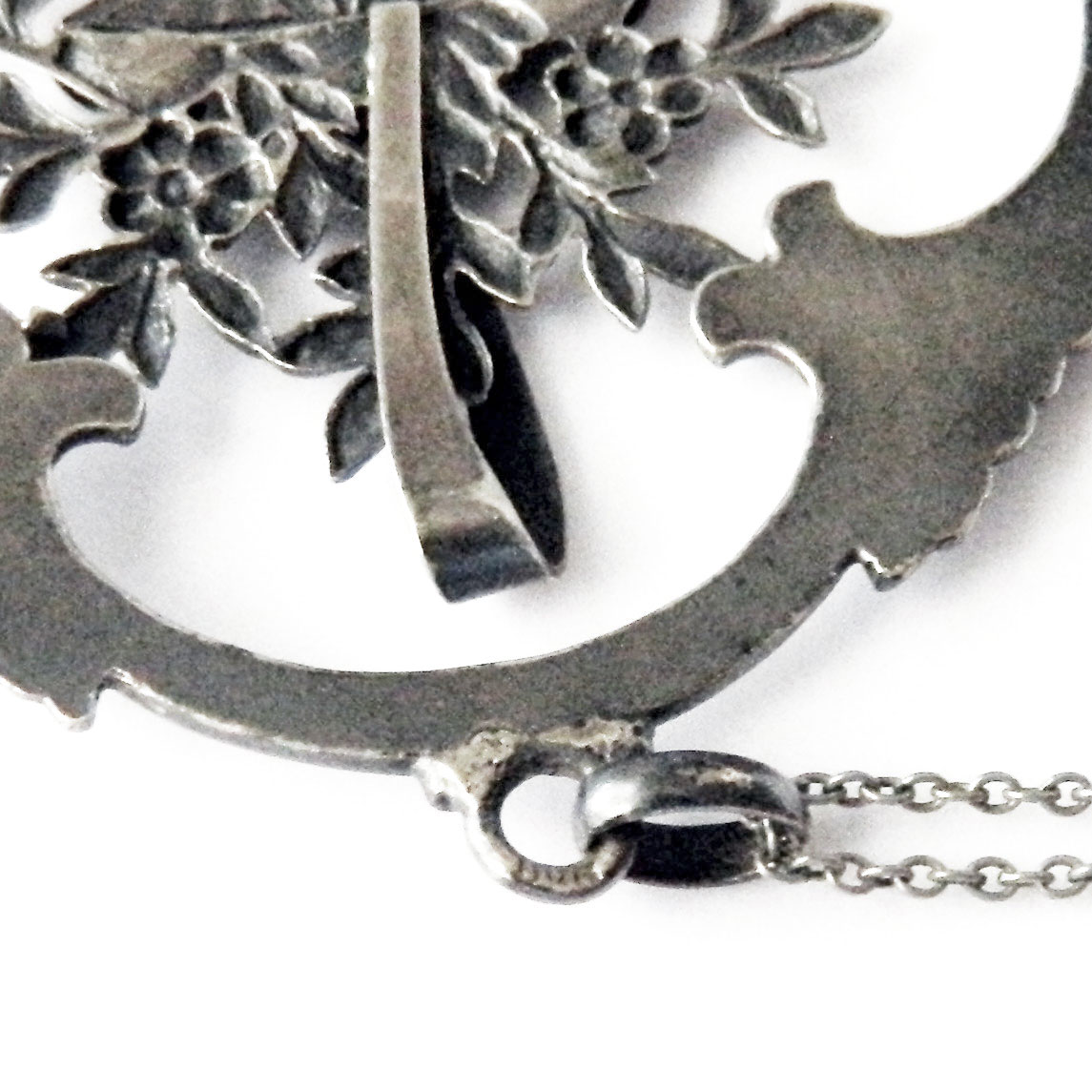 1940s Silver Flower Pot Pendant Necklace