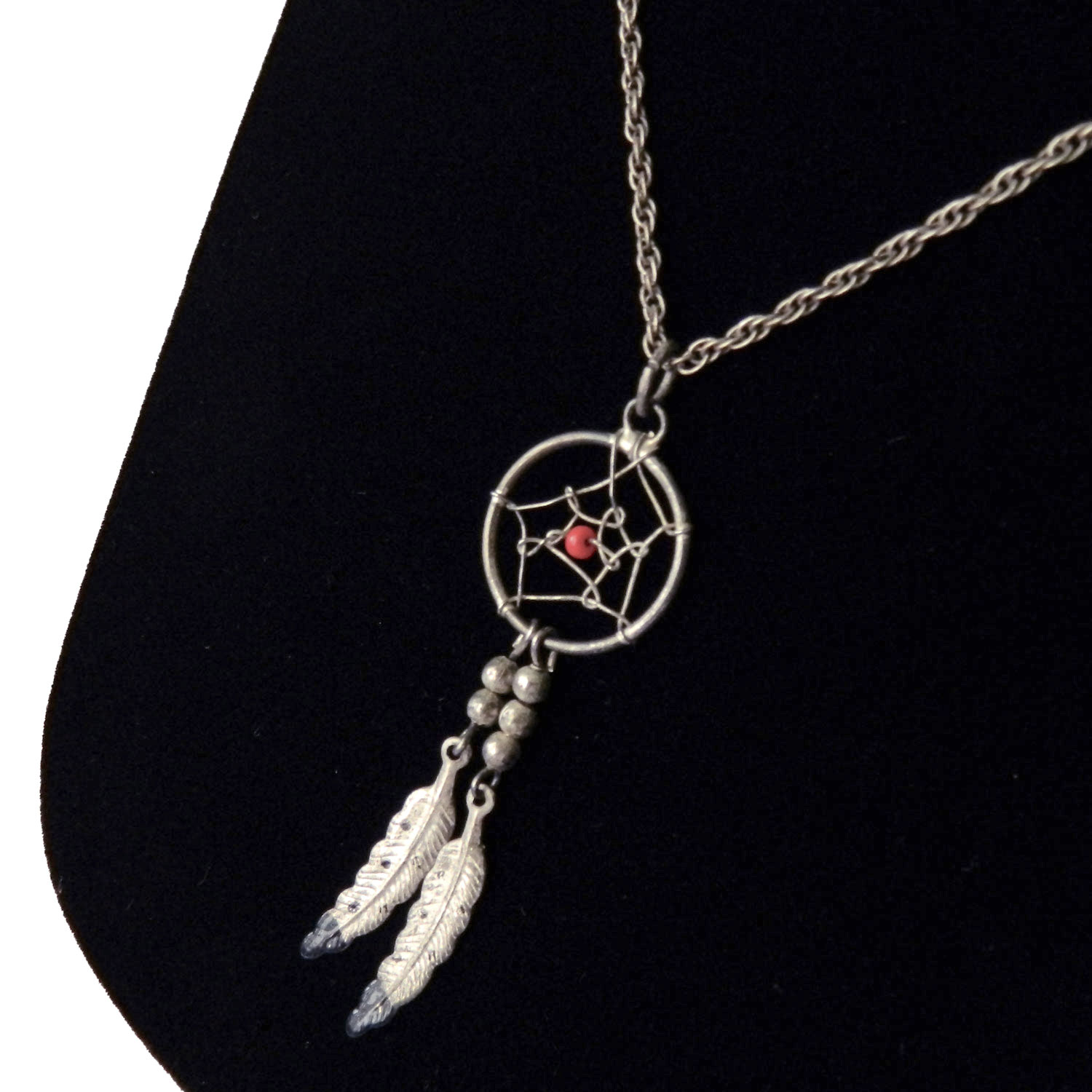 Sterling silver dream catcher pendant necklace