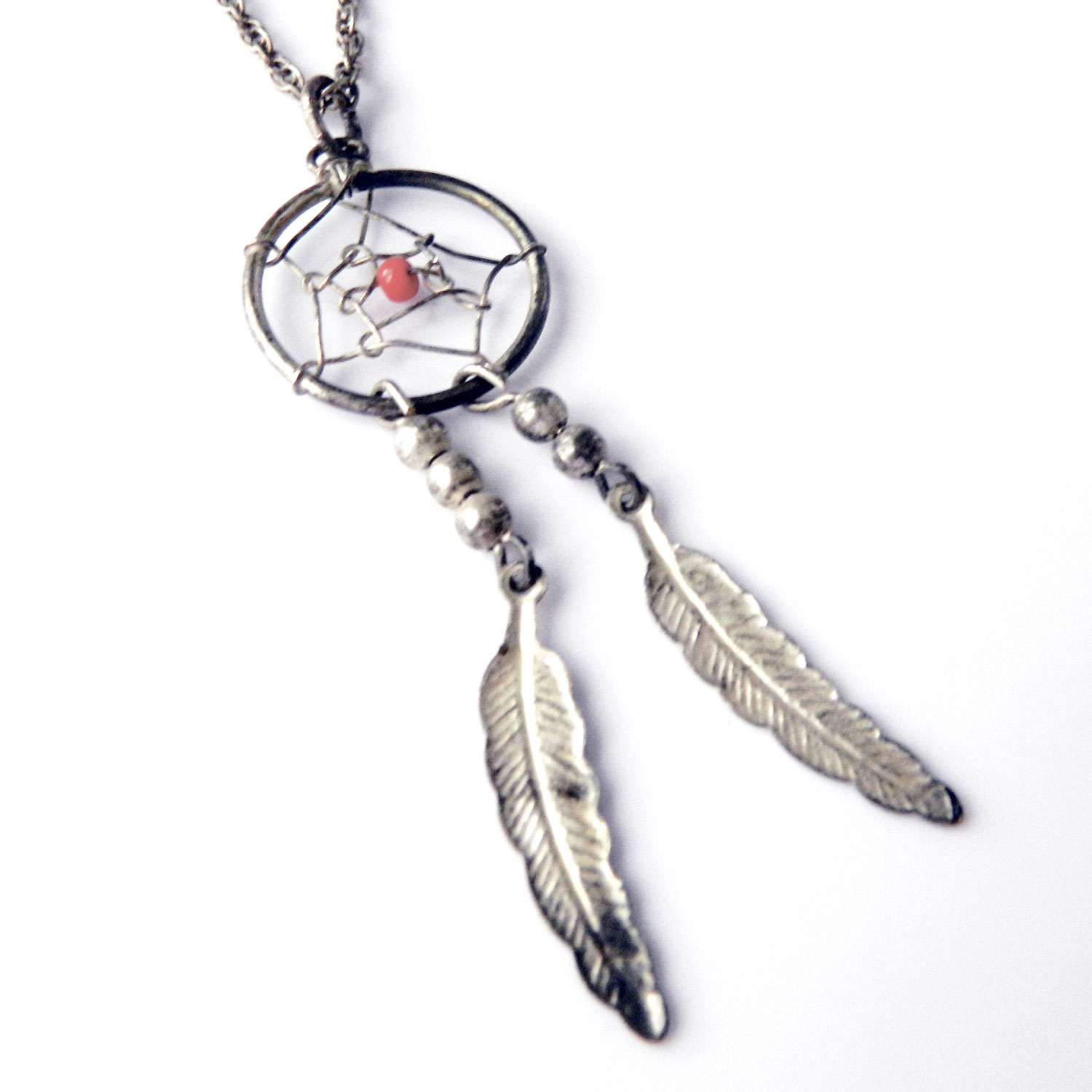 Sterling silver dream catcher pendant necklace