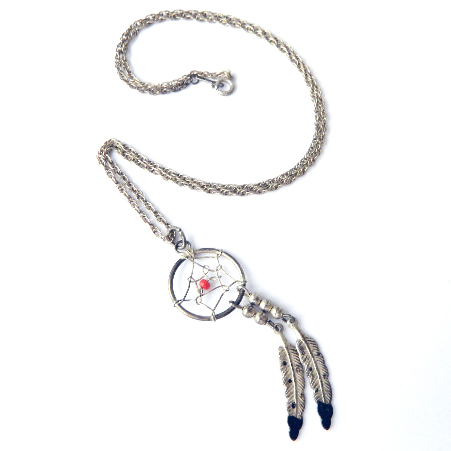 Sterling silver dream catcher pendant necklace