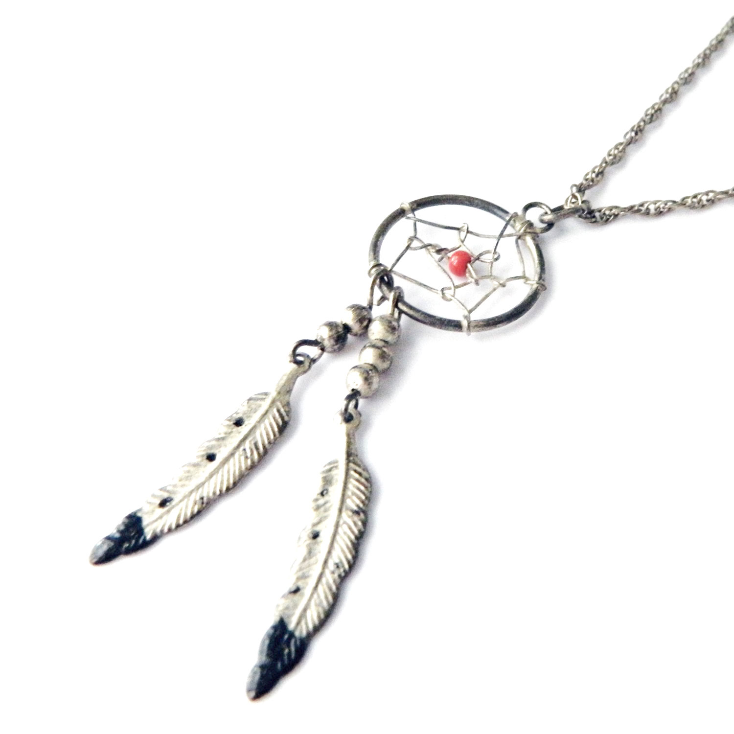 Sterling silver dream catcher pendant necklace