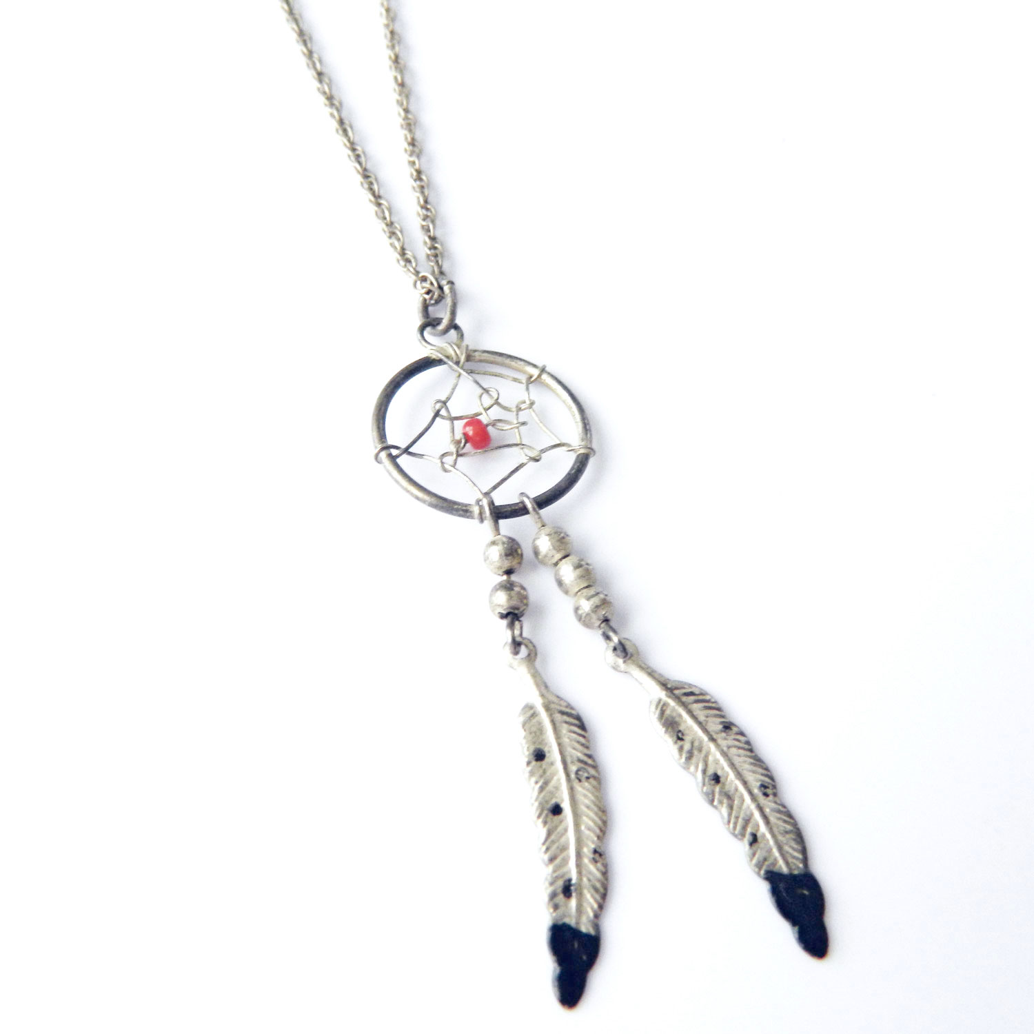 Sterling silver dream catcher pendant necklace