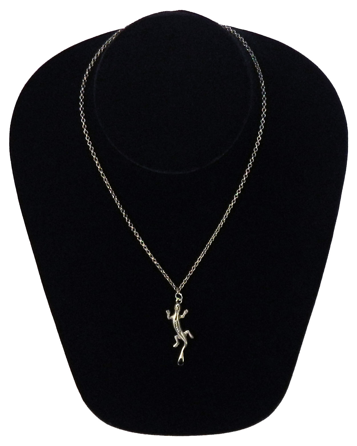 Sterling silver gecko pendant necklace