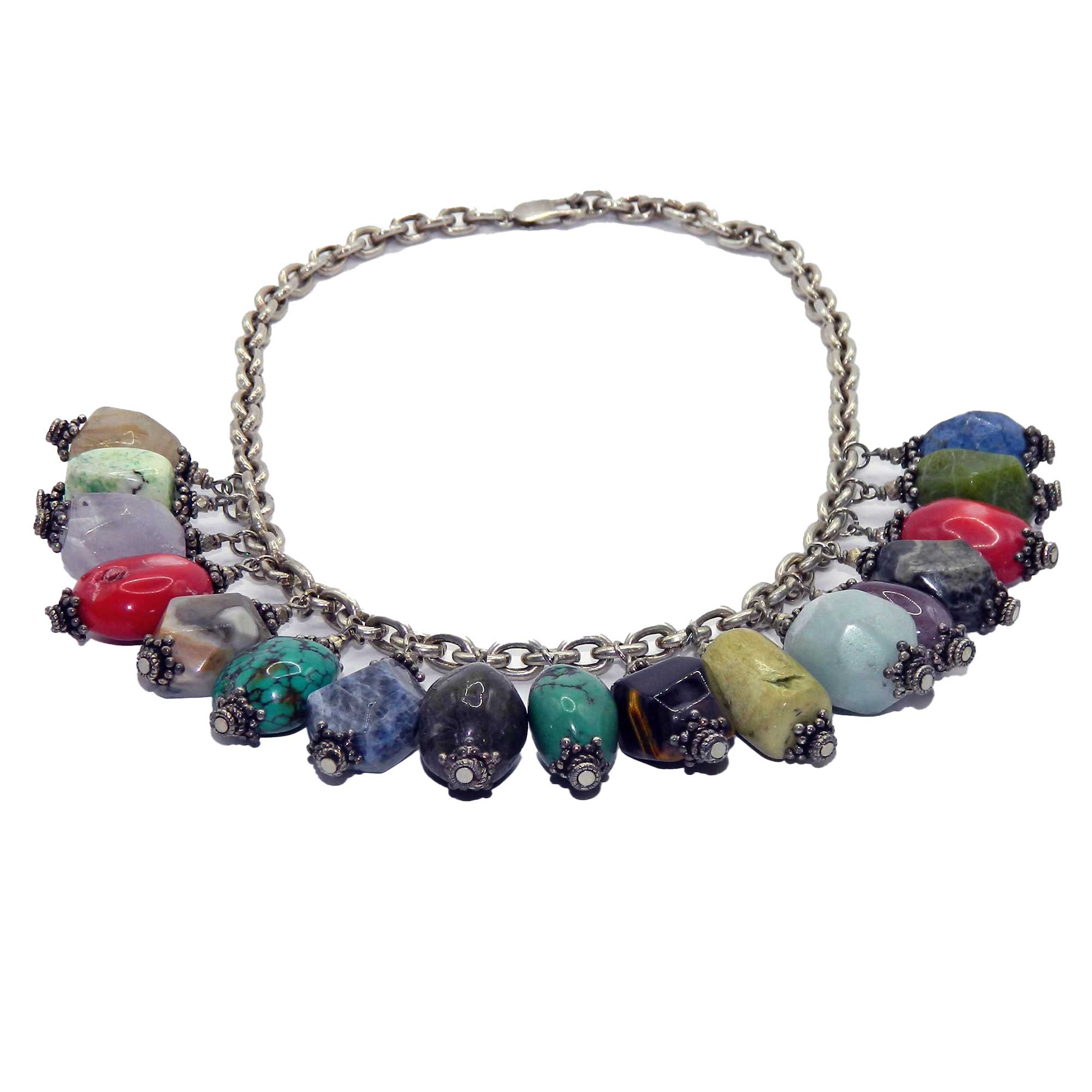 Sterling silver natural stone necklace