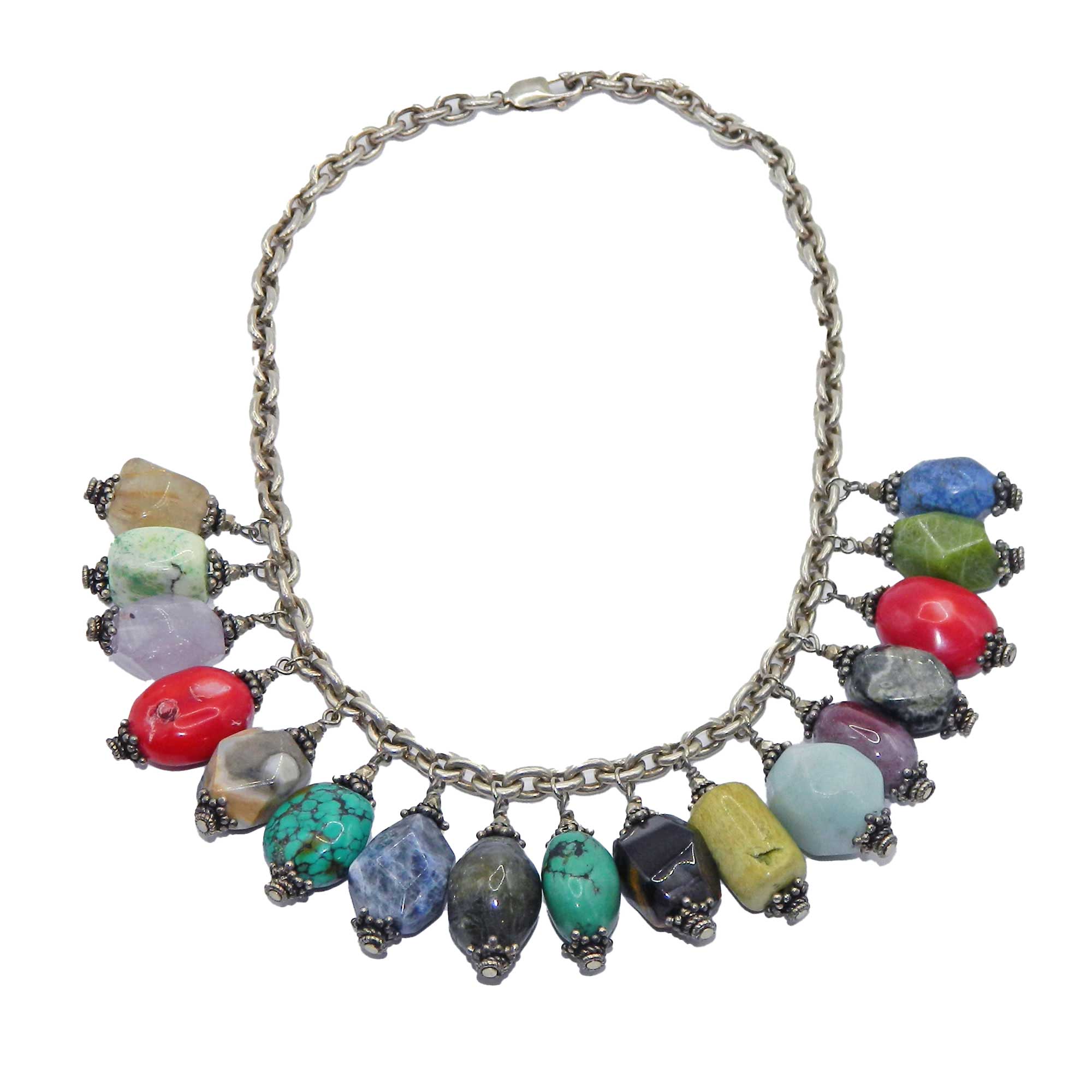 Sterling silver natural stone necklace