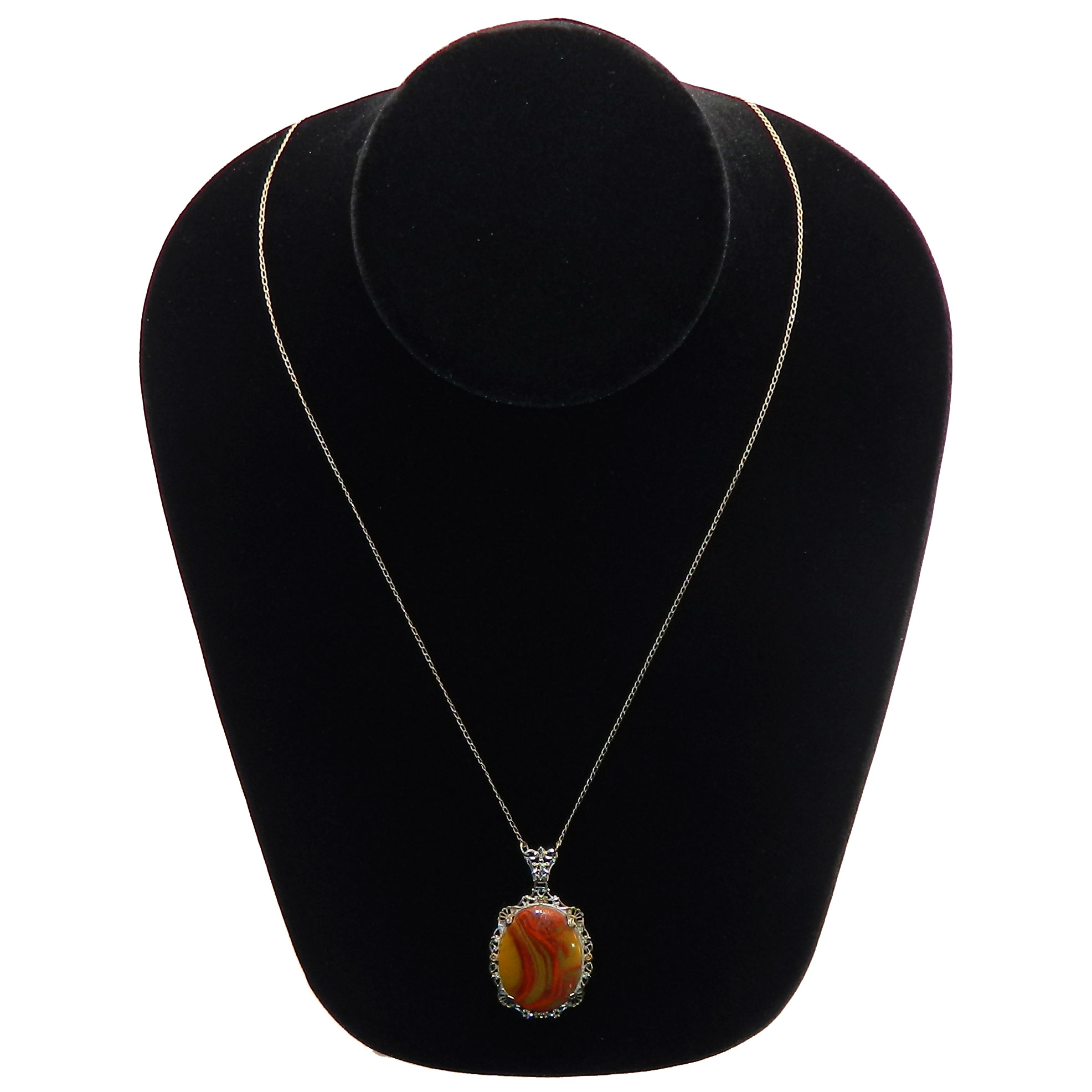 Art Deco agate pendant necklace