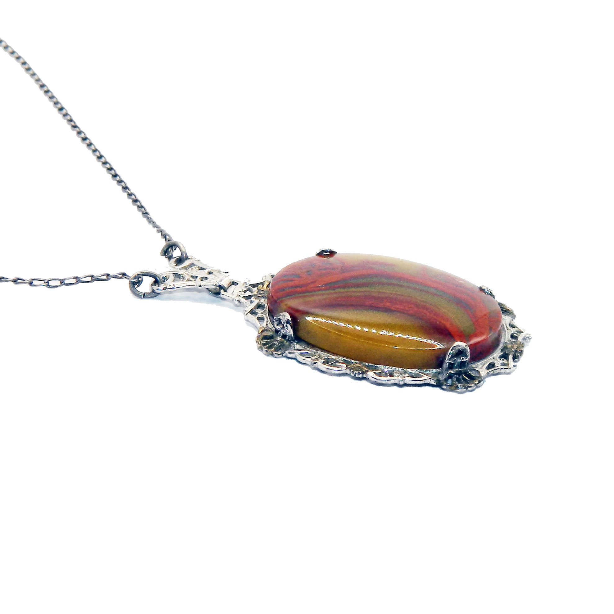 Art Deco agate pendant necklace