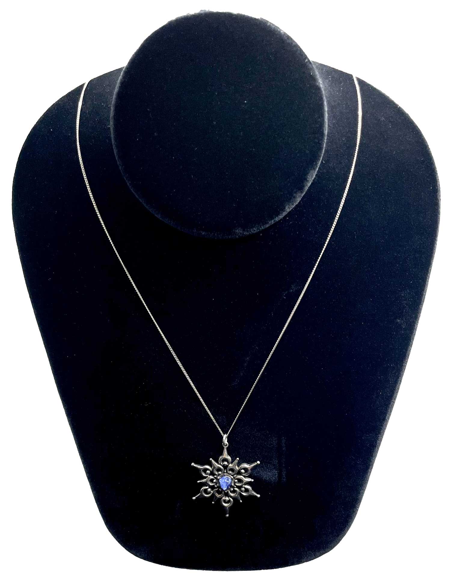 Sterling lapis snowflake necklace