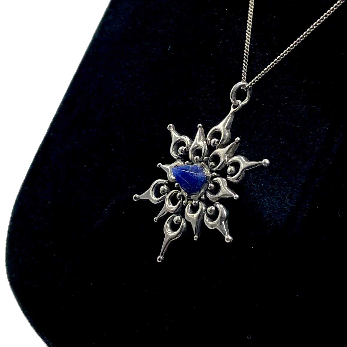 Sterling lapis snowflake necklace