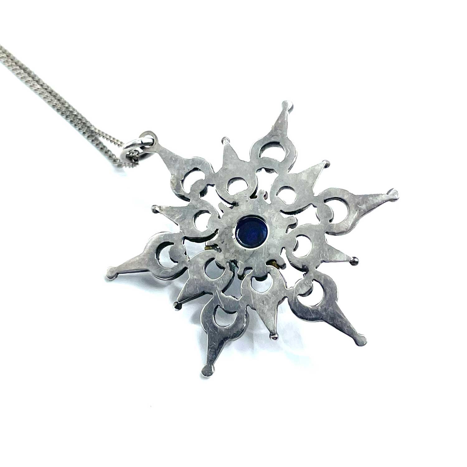 Sterling lapis snowflake necklace