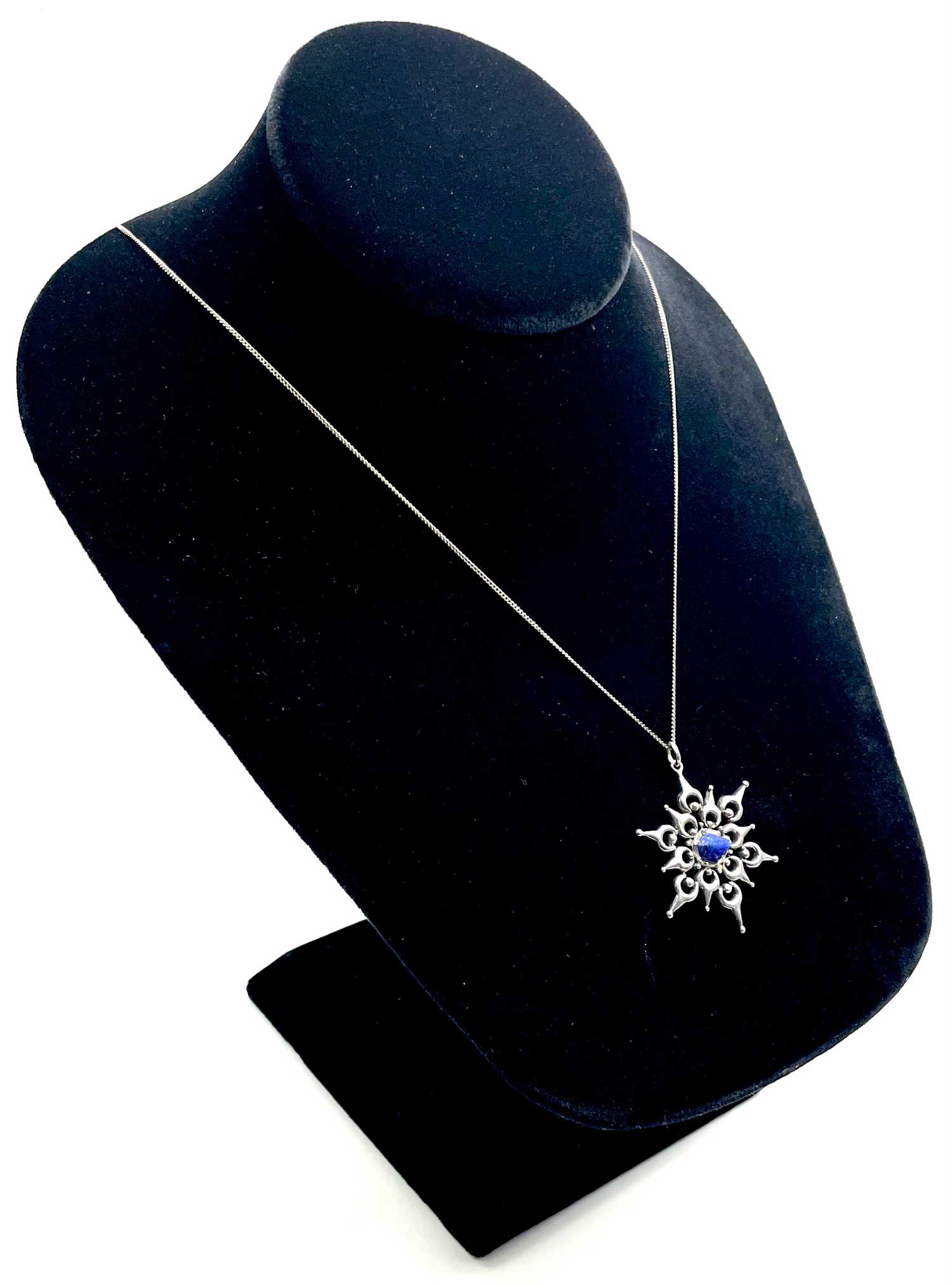Sterling lapis snowflake necklace