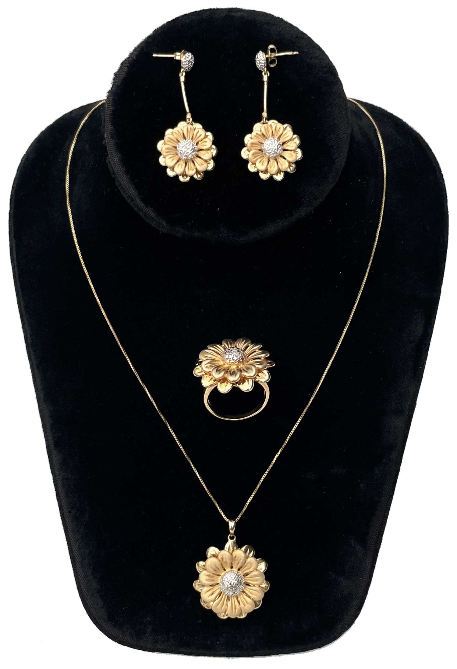 Gold plated sterling silver flower pendant necklace