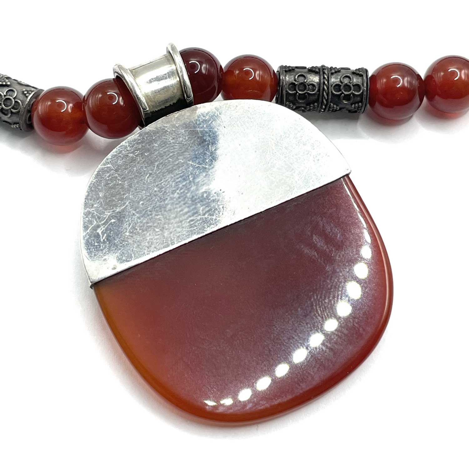 Sterling silver carnelian beaded necklace