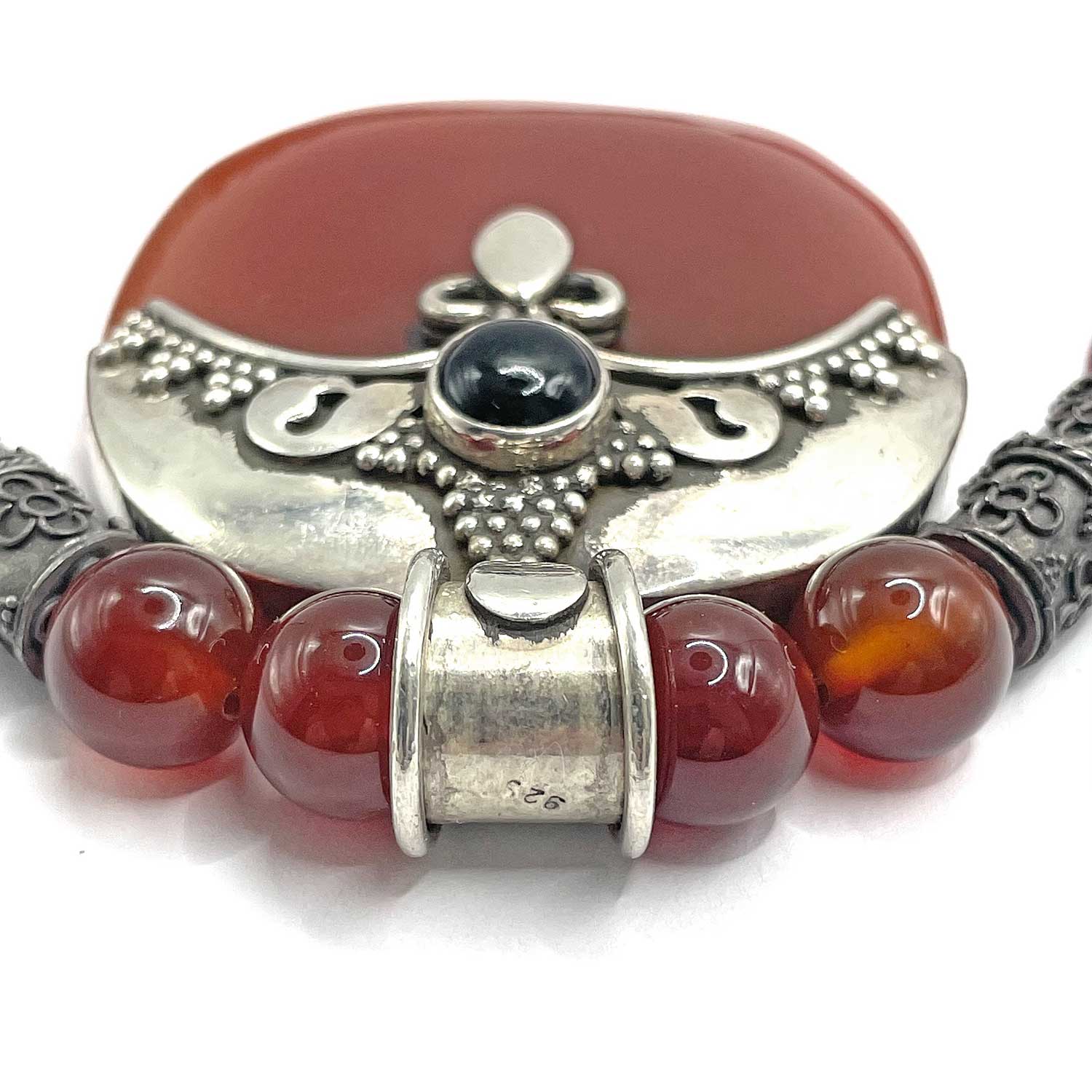 Sterling silver carnelian beaded necklace