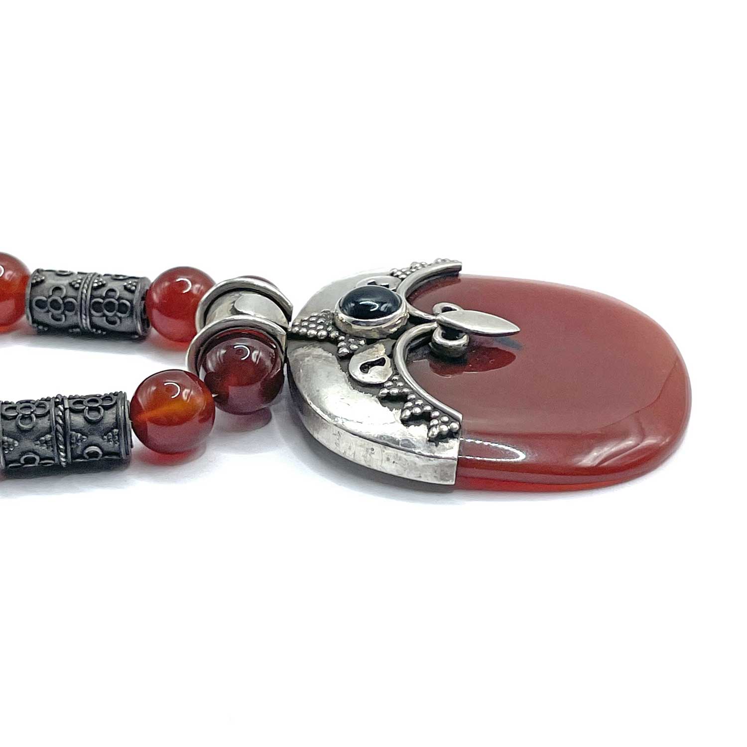 Sterling silver carnelian beaded necklace