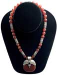 Sterling silver carnelian beaded necklace