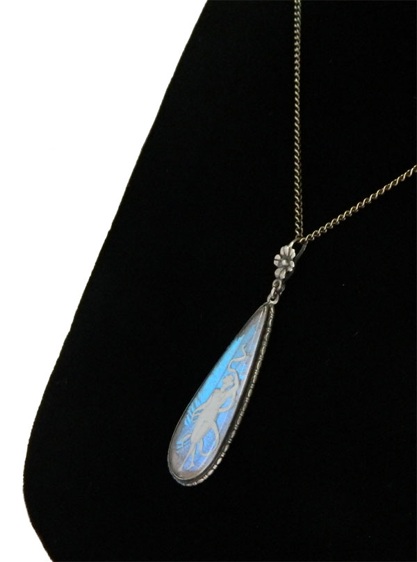 1920's art deco sterling butterfly wing necklace