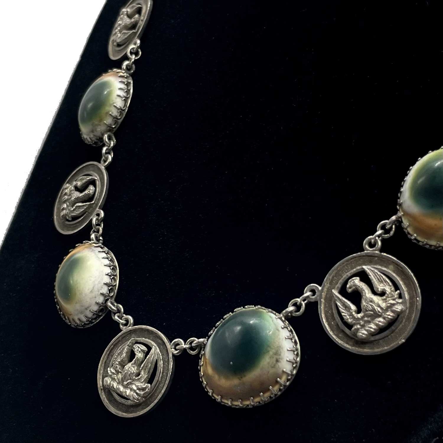 Antique operculum shell silver necklace