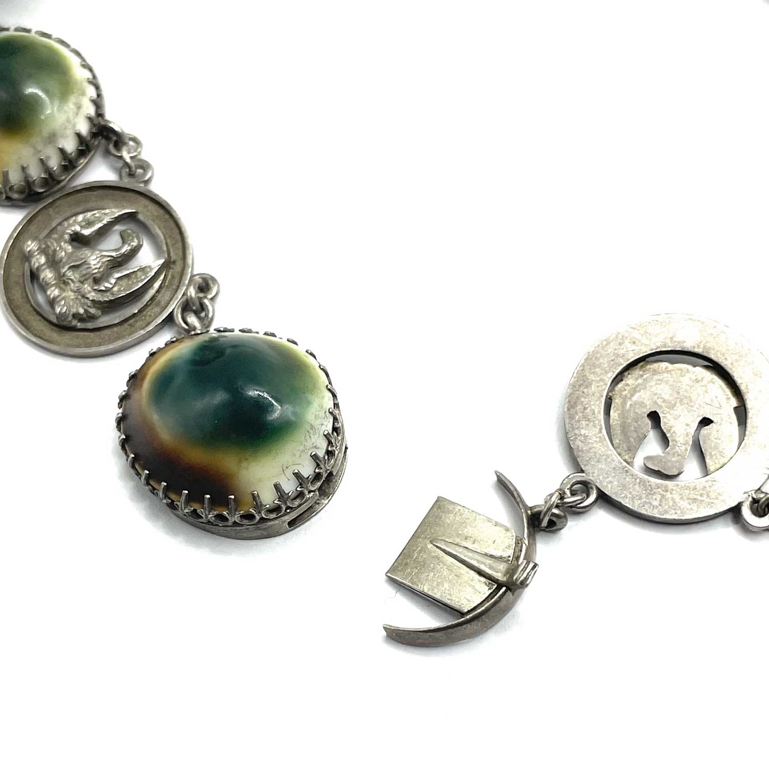 Antique operculum shell silver necklace