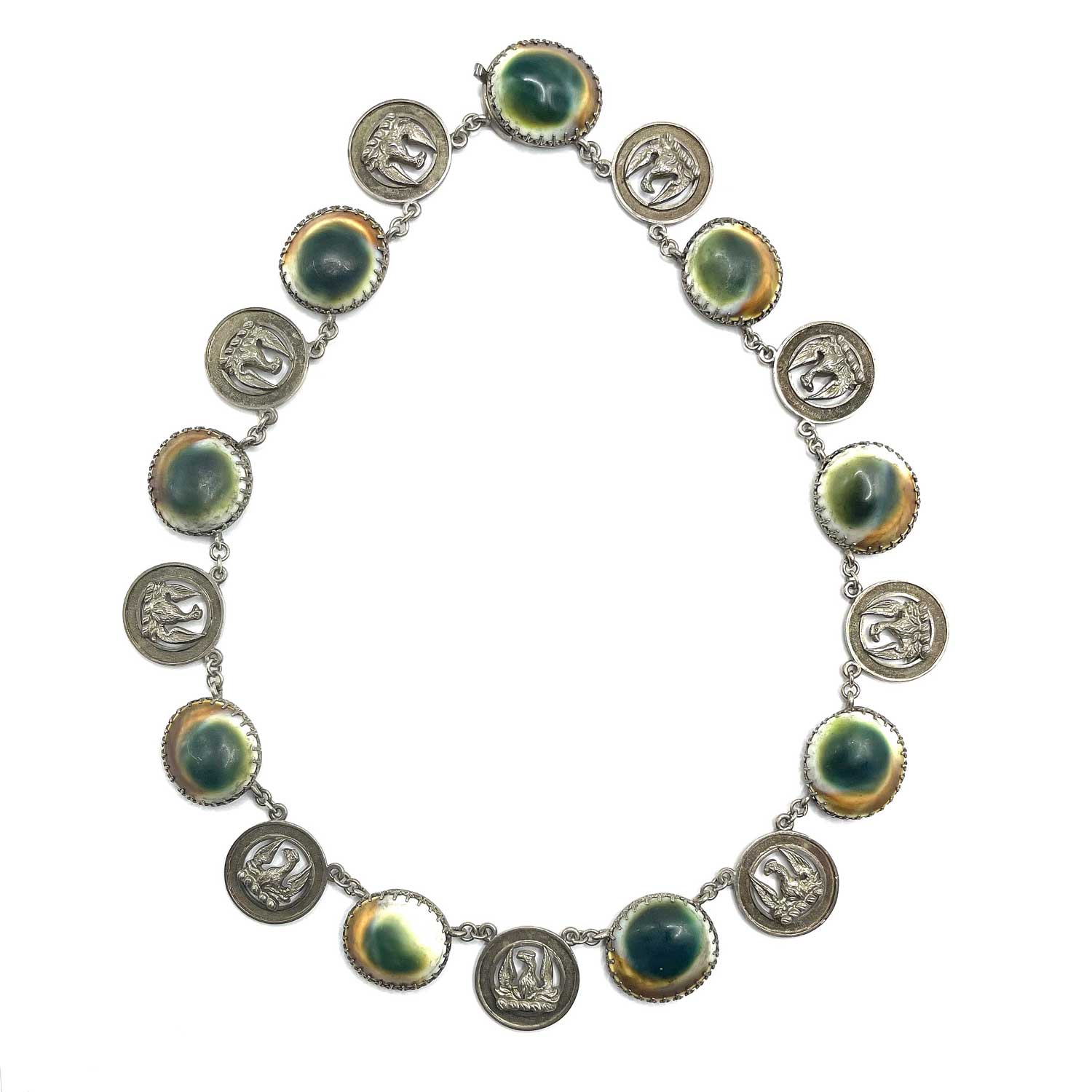 Antique operculum shell silver necklace