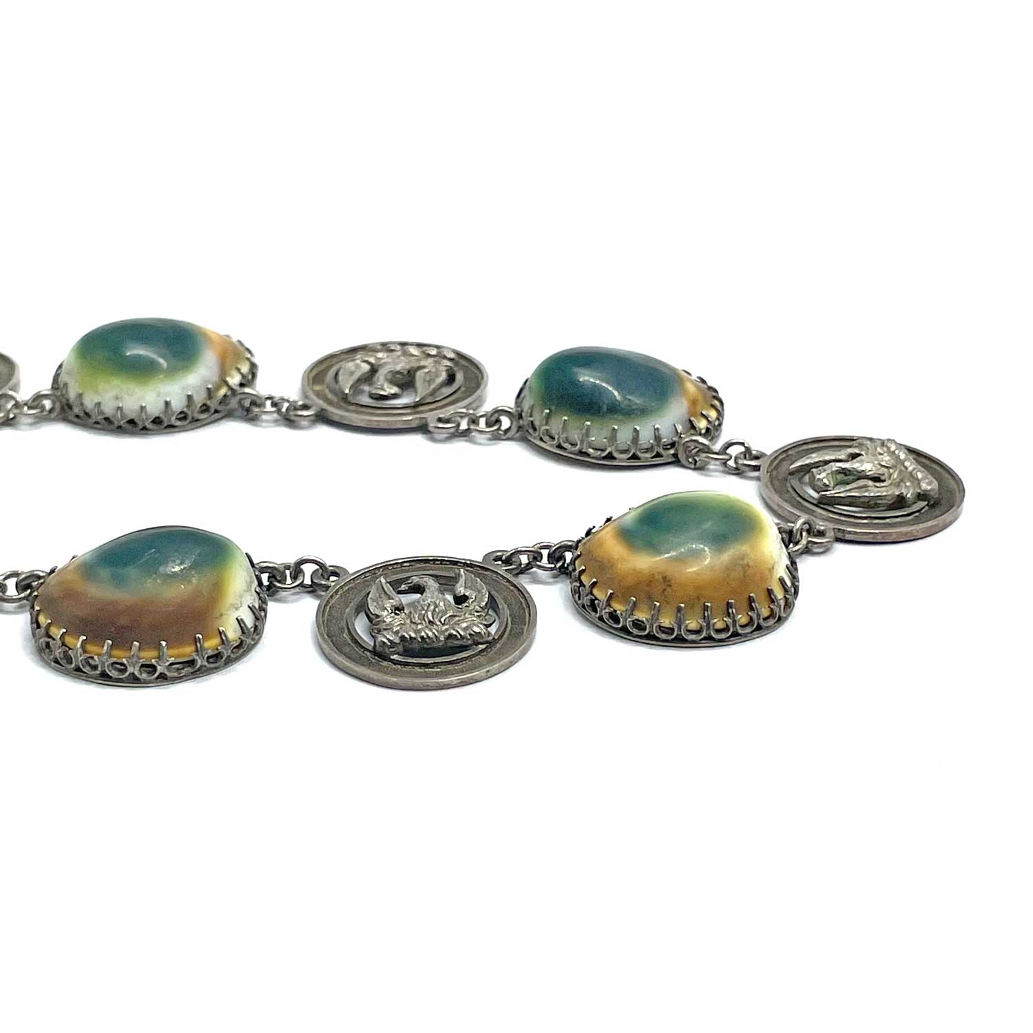Antique operculum shell silver necklace