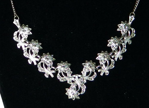 1940's sterling and marcasite necklace set