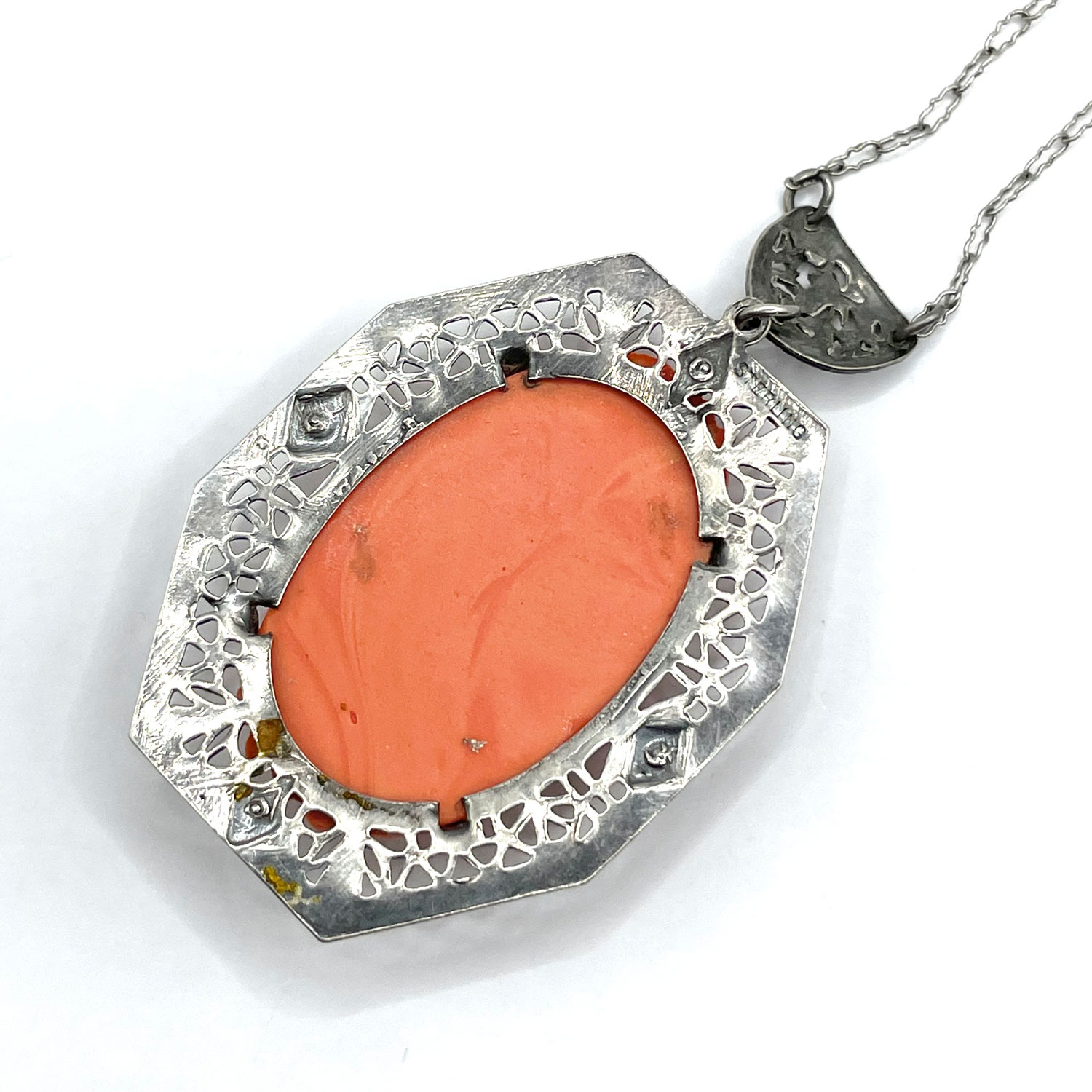 Art Deco silver pendant necklace