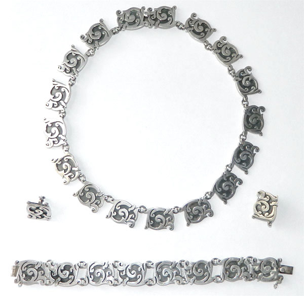 1950's Mexican silver necklace set