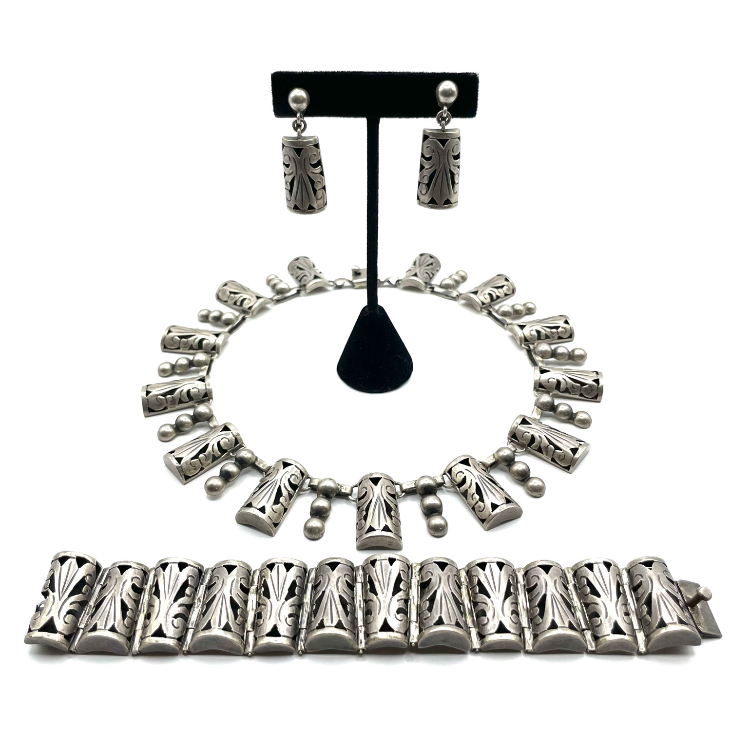 1940's Mexican silver necklace set
