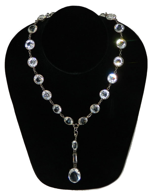 1920's art deco sterling crystal necklace